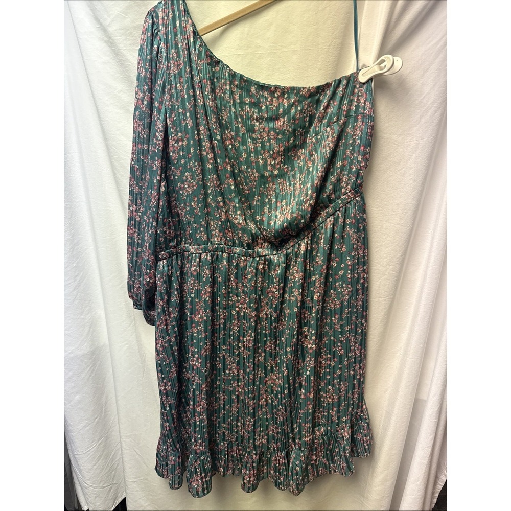 Lane Bryant Floral Midi Dress Womens Plus 20 One Sleeve Chiffon Wedding Fairy